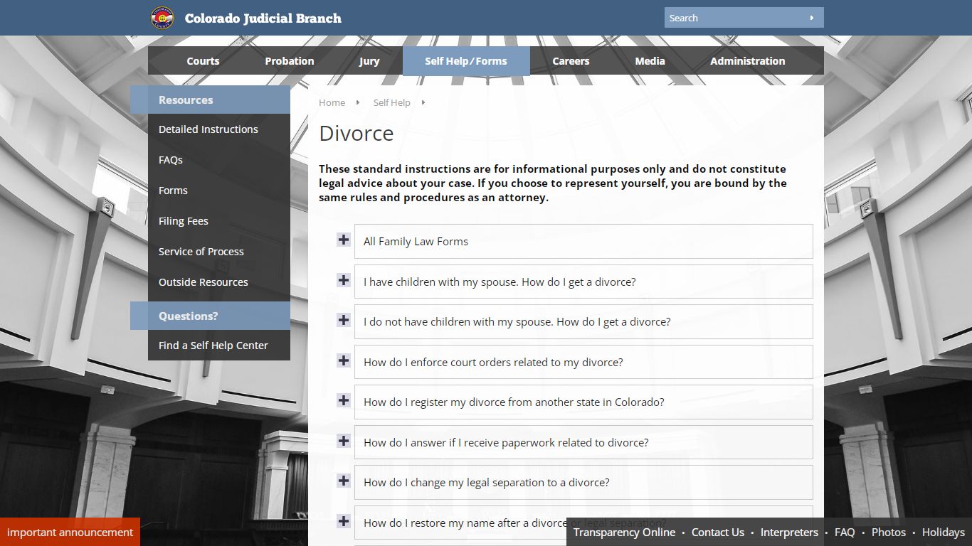 Colorado Judicial Branch - Self Help - Divorce